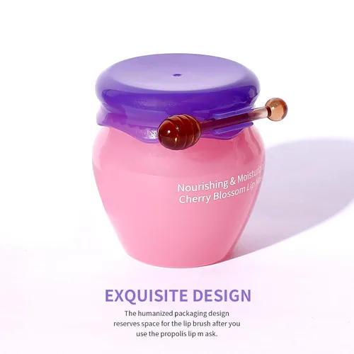 Vista 5 de KISSIO Máscara labial, juego de máscara de labios de miel y cereza, reparación de labios día y noche, extracto de plantas, hidrata durante la noche