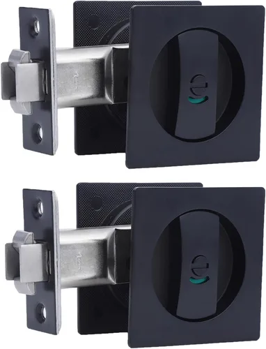 Vista 16 de Dontay Cerradura de indicadores codificados por color para puerta de bolsillo, cerradura de manijas de privacidad (cama/baño), fondo de 2-3/8 Níquel