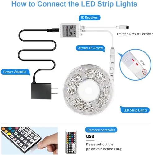 Vista 4 de DAYBETTER - Tira de luces led de 16.4 pies, con control remoto y fuente de alimentación