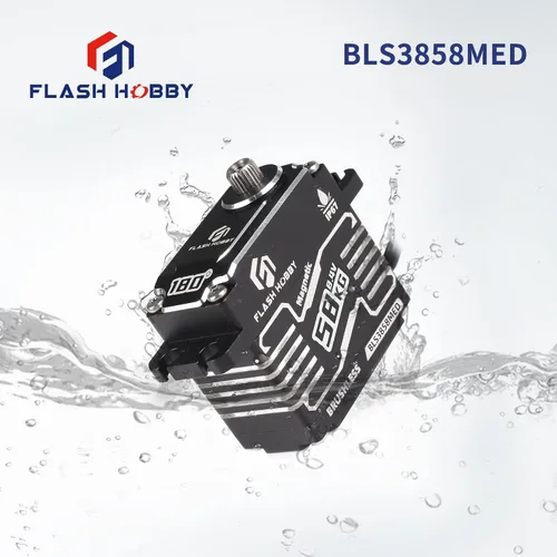 Vista 2 de FLASH HOBBY BLS3858MED 127.9 lbs 8.4V Servo Metal Gear 14Bit Encoder magnético sin escobillas Servo para piezas de tanque de barco de coche