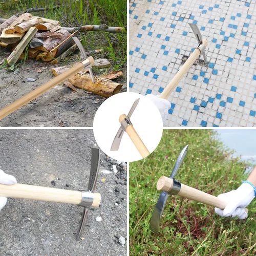 Vista 7 de 2 piezas de hacha Mattock Pick de 16 pulgadas, azada de acero inoxidable, púa de jardín, selección de mattock para deshierbe, aflojar el suelo