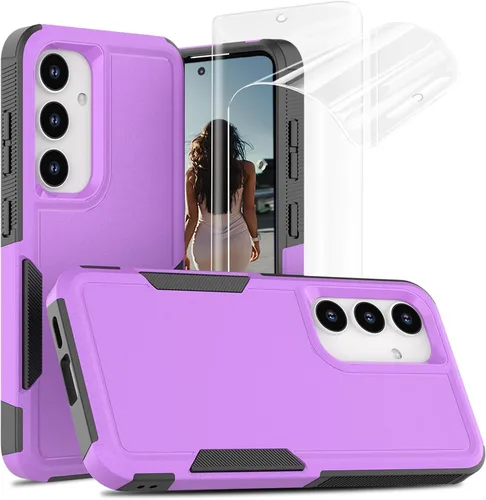 Vista 43 de Jeylly Funda para Samsung Galaxy S10 Plus S10+, ajuste delgado, doble capa, resistente, absorción de golpes, TPU con carcasa trasera de Negro