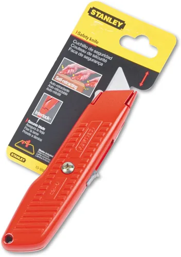 Vista 2 de STANLEY Cuchillo utilitario, seguridad de enclavamiento, auto-retráctil, hoja de punta redonda (10-189C)