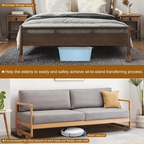 Vista 4 de Elevadores de cama de 2 pulgadas con abrazadera de tornillo ajustable, paquete de 4 elevadores de muebles resistentes, soporta hasta 5,000 libras