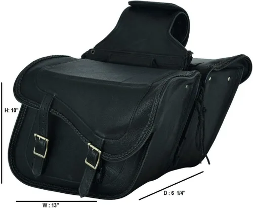 Vista 8 de Maleta impermeable de cuero genuino para motocicleta con funda para pistola en el interior marrón y negro tachuela/sin tachuelas