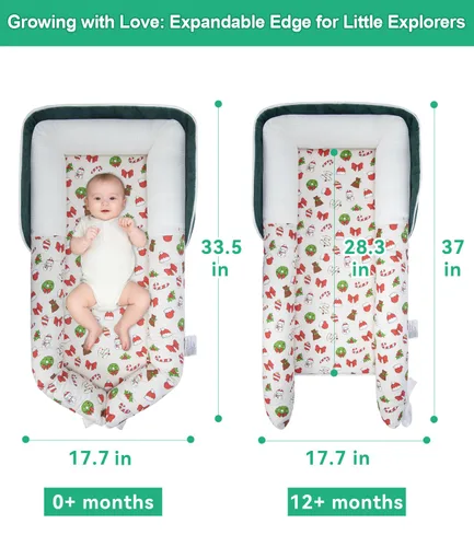 Vista 5 de Tumbona para bebé, tumbona portátil plegable de viaje para recién nacido de 0 a 12 meses, lavable y ligera, nido para bebé con toldo, nido de bebé