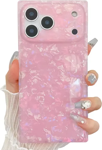 Vista 52 de Elegante funda con patrón de perlas compatible con iPhone, de borde rectangular, delgada, suave, de silicona de poliuretano termoplástico (TPU)
