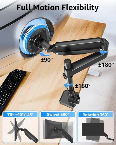 Vista 5 de MOUNTUP Brazo de monitor resistente para pantallas de 49, 45, 42, 40, 39, 34, 32 pulgadas, brazo de monitor ultraancho con capacidad para 4.4-44