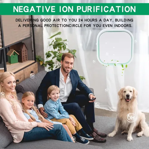 Vista 6 de Paquete de 2 purificadores de aire de iones negativos con luz nocturna, ionizadores de aire para el hogar, silencioso y portátil, enchufable