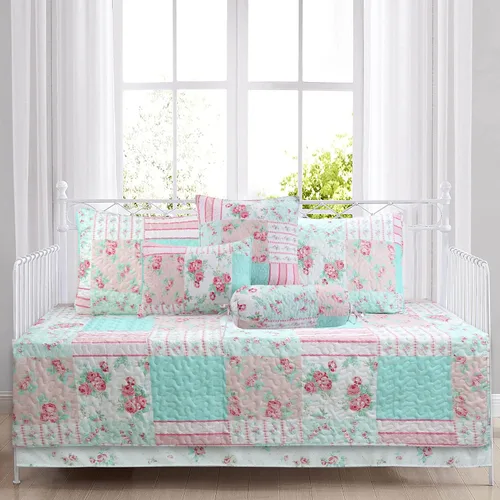 Vista 8 de Blue Cotton 3-Piece Reversible Floral Paisley Quilt Bedding Set by Cozy Line Home Fashions