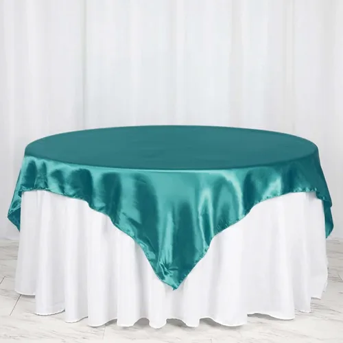 Vista 37 de Efavormart Paquete de 5 Sobremanteles Cuadrados de Satén de 60" para Decoraciones de Mesa de Bodas, Catering y Fiestas, Cubierta de Mantel Negro