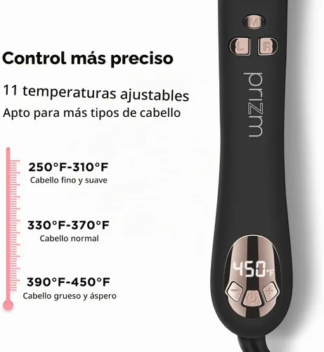 Vista 5 de Prizm Rizador giratorio, rizador de pelo automático de 1 pulgada / 25mm para cabello largo, barril giratorio automático, 250-450 °F con pantalla
