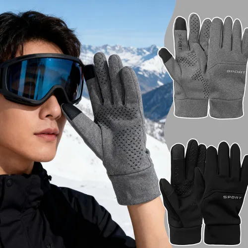 Vista 3 de Guantes de invierno para hombres y mujeres, guantes de ciclismo resistentes al viento para clima frío para hombres, guantes de correr al aire libre
