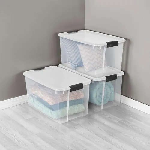 Vista 7 de Sterilite Paquete de 8 bolsas de almacenamiento ultra, recipientes de plástico con tapa, 116 cuartos de galón y 70 cuartos de galón, transparentes