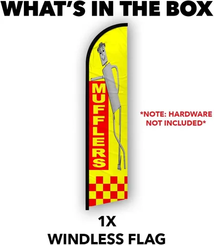 Vista 4 de Mufflers - Bandera publicitaria sin viento, perfecta para mecánicos, tiendas de automóviles, concesionarios, talleres de reparación de automóviles