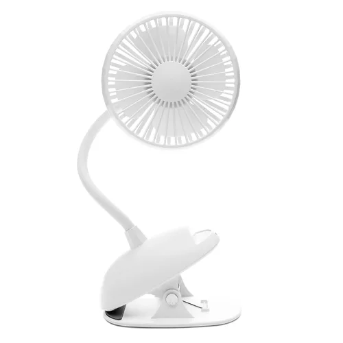 Vista 3 de O2COOL Ventilador de clip de batería USB recargable de 5 pulgadas, ventilador ajustable con 3 velocidades, cuello ajustable, cuello de cisne largo