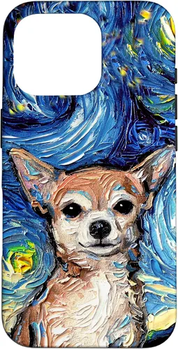 Vista 20 de Aja - Funda para iPhone 17, diseño de perro de noche estrellada, color marrón