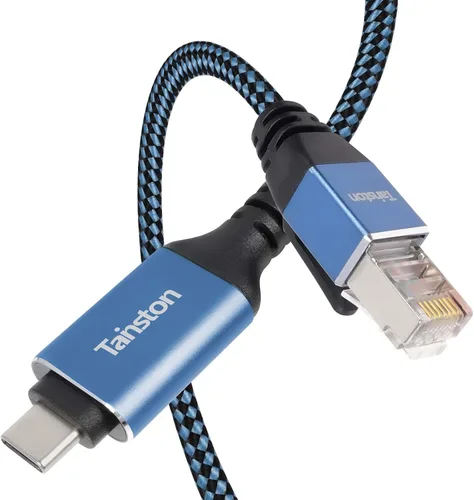 Vista 6 de Cable USB C a Ethernet, cable tipo C a RJ45 de 2 pies, cable USB C a Gigabit Ethernet compatible con Thunderbolt 3/4, conectado directamente a