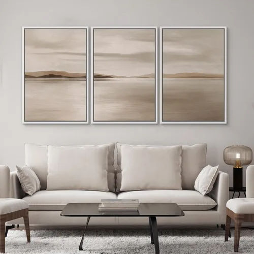 Vista 61 de SIGNWIN Lienzo enmarcado para pared, juego de arte pastel con cadena montañosa, bosque, niebla, naturaleza silvestre, ilustraciones modernas, arte