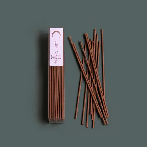 Vista 5 de Asayu Japan Varillas de incienso tradicionales, juego de purificación (sándalo y salvia blanca + sándalo y rosa), 1.41 oz (cada aroma 0.71 oz)