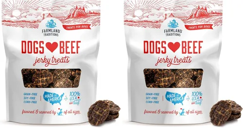 Vista 9 de Dulces de carne seca de res que a los perros de Farmland Traditions les encantan con solo 3 ingredientes y sin rellenos, bolsa de 5 onzas Made in