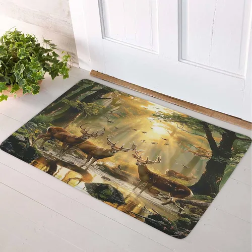 Vista 14 de LB Alfombra de baño de flores bohemias, alfombra de baño antideslizante con estampado floral bohemio morado y negro, espuma viscoelástica suave