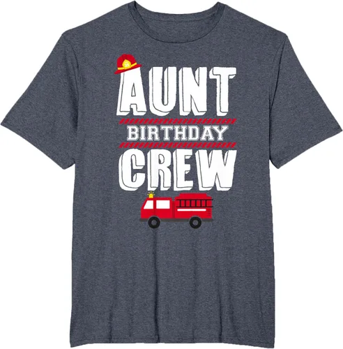 Vista 79 de Aunt Birthday Crew Fire Truck Fireman - Camiseta para fiesta de acogida, Negro, S