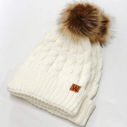 Vista 5 de Allydrew Mommy & Me Mother - Gorro tejido de invierno cálido y suave con pompón