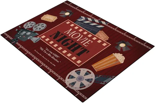 Vista 9 de Alfombras de área de cine, alfombra de película nocturna de cine en casa, alfombra de punto de silicona antideslizante con signo de cine, alfombra