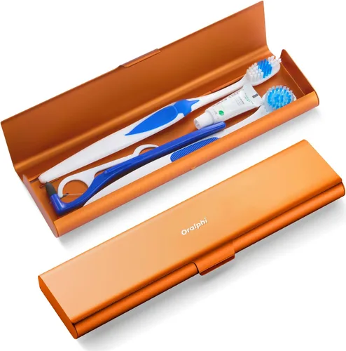 Vista 26 de Estuche de viaje para cepillo de dientes de aluminio, soporte portátil para cepillo de dientes, contenedor resistente para cepillo de dientes manual
