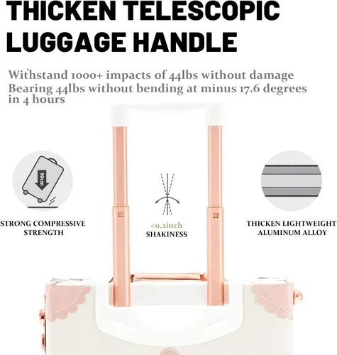 Vista 3 de COTRUNKAGE Vintage Luggage Sets for Women, 2 Pieces Cute Carry On Suitcase with Spinner Wheels, Cream White