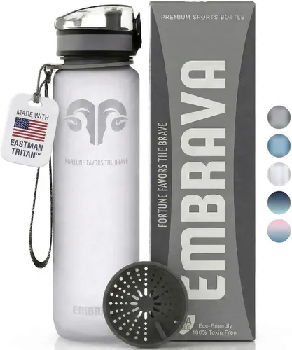 Vista 8 de Embrava Botella de agua deportiva - 32oz grande - Tapa de cierre rápido para beber rápidamente - Libre de BPA y BPS - A prueba de fugas, tapa