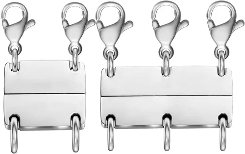 Vista 9 de Cierre magnético para collar en capas, separador de oro y plata de 18 quilates para collares apilables