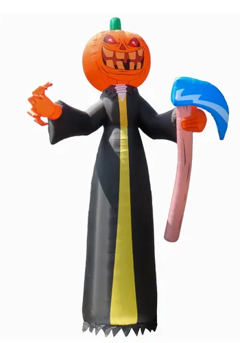 Vista 2 de Decoración Inflable de Halloween de 20 Pies Calabaza Segador Multicolor