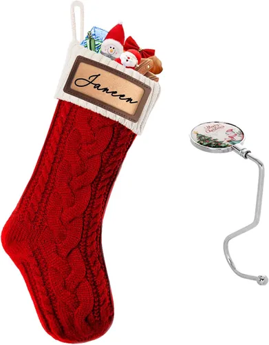 Vista 9 de Paquete de 2 medias de Navidad, medias de Navidad familiares grandes de 18 pulgadas, medias de punto de colores mixtos colgantes (2 mezclas)