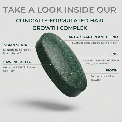 Vista 3 de DHT Blocker para hombres – Suplemento para el crecimiento del cabello con biotina, MSM, Saw Palmetto y zinc – Apoya el cabello más grueso, más lleno