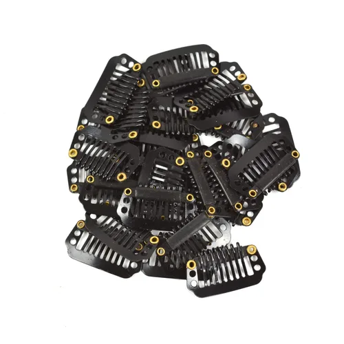 Vista 5 de 50 pinzas para extensiones de cabello de 1.102 in, 8 dientes para extensiones de cabello y extensiones de cabello (negro)