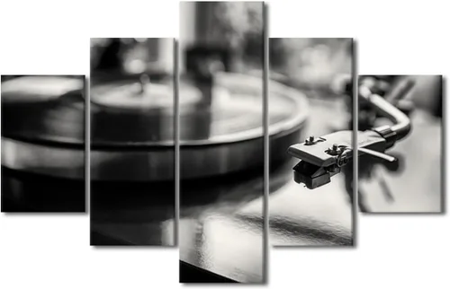 Vista 75 de Lienzo decorativo para pared, diseño de DJ Music Mixes the Track HD impreso en pinturas, 5 piezas de imágenes abstractas para sala de estar, obra