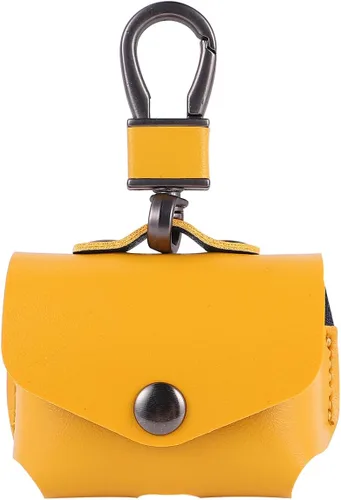 Vista 2 de Mikikit - Funda protectora para auriculares inalámbricos con llavero de piel para caja de carga, cierre a presión, bolsa de transporte, acceso Negro