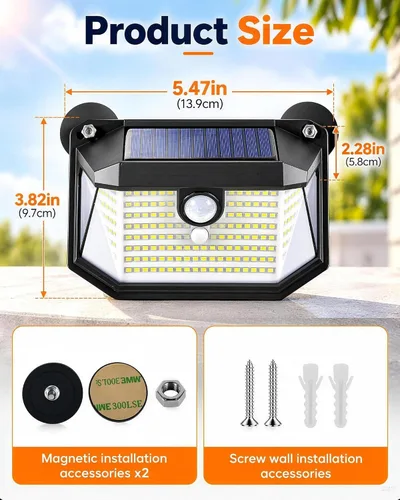 Vista 9 de LUHLEE 178LED Luces solares magnéticas para exteriores, luces solares RV Negro