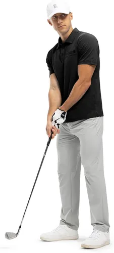Vista 7 de Rdruko Polo de golf para hombre, manga corta, ajuste seco, cuello con bolsillo, tenis, trabajo, casual