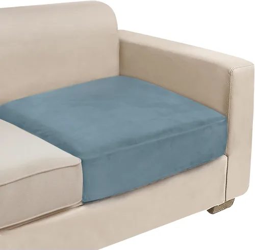 Vista 44 de NAISI Fundas de cojín de sofá de terciopelo elásticas de 1 pieza, fundas de asiento de sofá o respaldo, fundas suaves individuales para sofá Beige