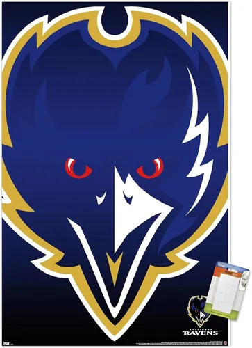 Vista 10 de Trends International NFL Baltimore Ravens - Póster de pared con logotipo 14, 22.375 x 34 pulgadas, versión premium sin marco