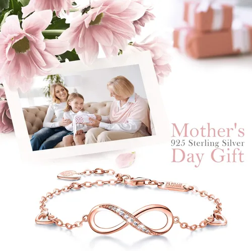 Vista 15 de Billie Bijoux Pulsera ajustable de plata de ley 925 con símbolo de amor infinito infinito para mujer