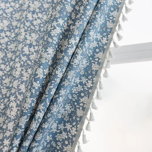 Vista 48 de Cortinas florales de granja semiopacas para sala de estar, de 63 pulgadas de largo, mezcla de lino y algodón, paneles de cortina de ventana cortos