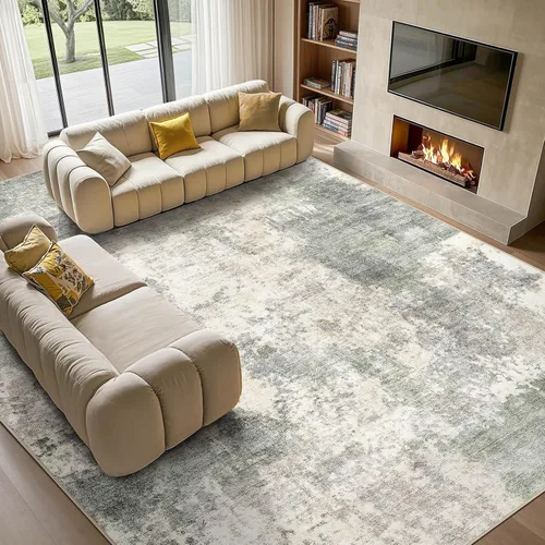Vista 15 de Tortania Alfombra redonda lavable de 5 pies para sala de estar: Alfombra moderna abstracta neutra grande suave y delgada – Alfombra antideslizante