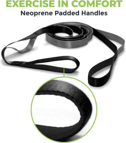 Vista 5 de Gradient Fitness Stretching Strap for Physical Therapy, 12 Multi-Loop Stretch Strap 1" W x 8' L, Neoprene Handles, Physical Therapy Equipment, Yoga