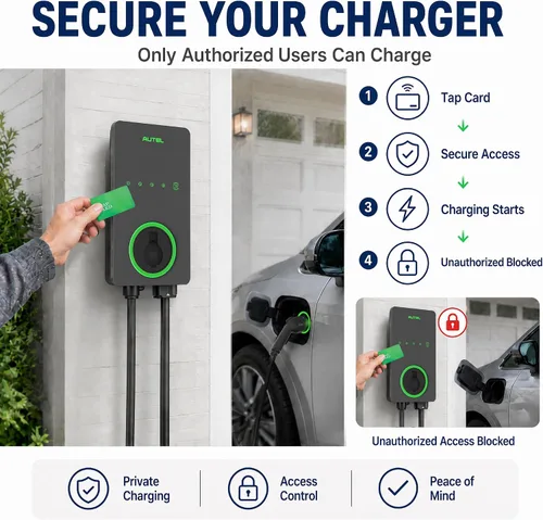 Vista 4 de Autel Cargador EV Nivel 2 40 Amperios Hogar Inteligente AI para Vehículo Eléctrico (EV) con Wi-Fi y Bluetooth, EVSE con Funda Integrada y Cable