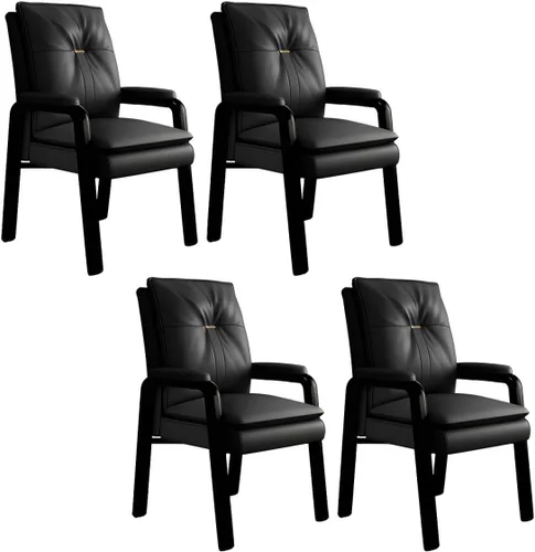 Vista 29 de PU Leather Conference Chair with Fixed Arms High-Back Ergonomic Mahjong Chair Chess Card Room Backrest Computer Chair Long-Term Sitting Mahjong