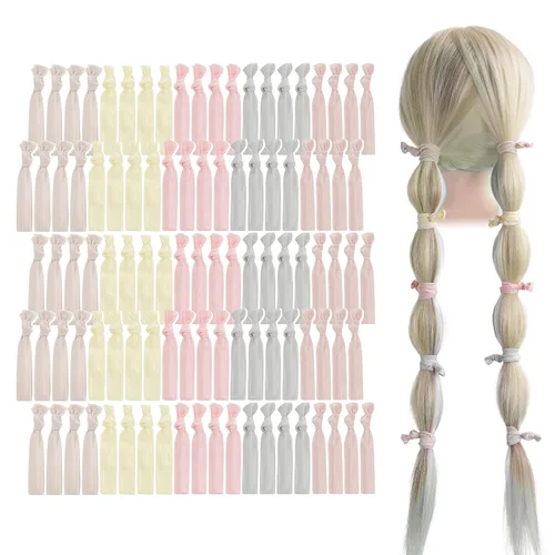 Vista 27 de MEEDEE Paquete de 100 lazos para el cabello, color negro, sin pliegues, nudos suaves para mujeres, sin daño, adecuado para colas de caballo, yoga